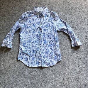 Chaps Blue and White Patterned Shirt